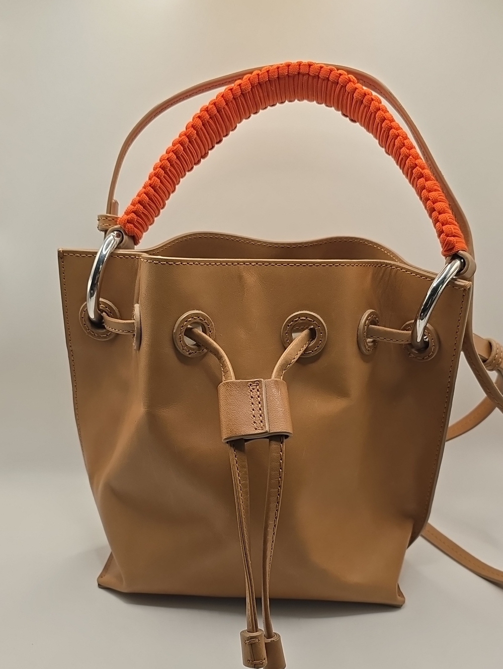& Other Stories Braided Handle Leather Bucket Crossbody Bag
